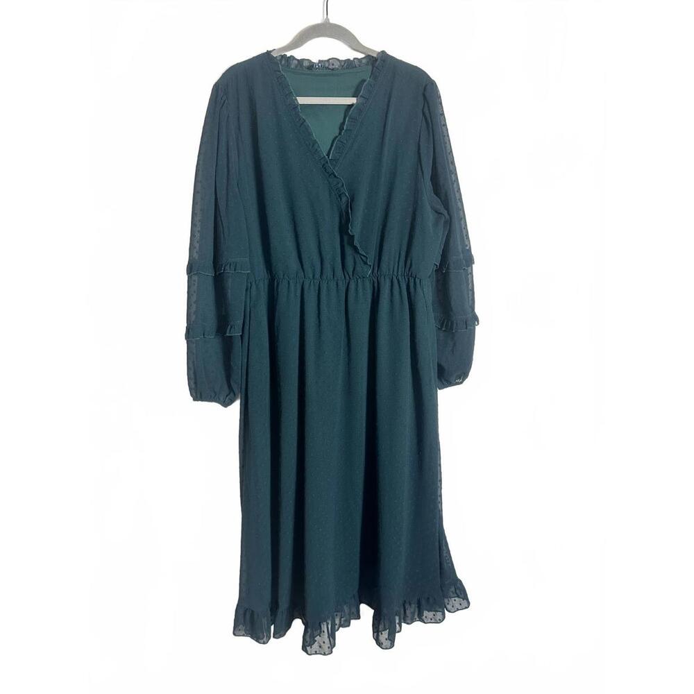 BloomChic Women's Long Sleeve Dark Green Midi Dress size 14-16